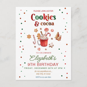 Carte Postale Cookies et cacao de fête de Noël d'anniversaire Fe