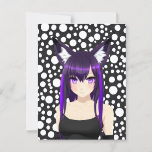 Carte Postale Cool Anime Girl avec cheveux et yeux pourpres Anni