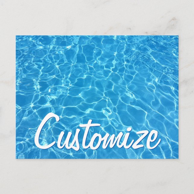 Carte Postale Cool Bleu Eau Piscine Fête de natation Personnalis (Devant)