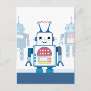 Carte Postale Cool Blue Robot Cadeaux Nouveautés