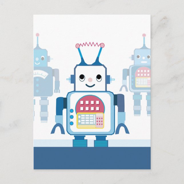 Carte Postale Cool Blue Robot Cadeaux Nouveautés (Devant)