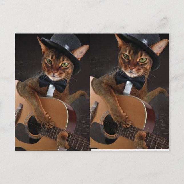 Carte Postale Cool Cat Guitarist  (Devant)