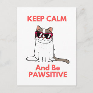 Carte Postale Cool Chat Porter Des Lunettes Soyez Pawsitive
