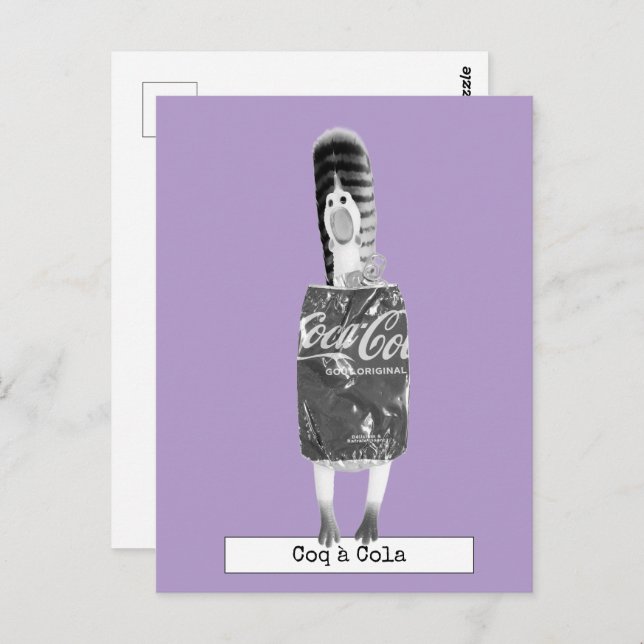 Carte postale cool de poulet en caoutchouc (Devant / Derrière)