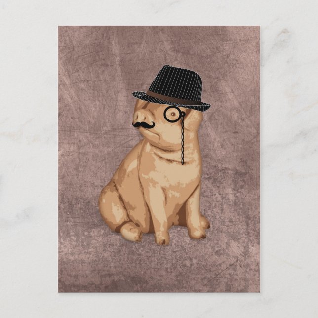 Carte Postale Cool drôle de piglet investigateur dessin animé (Devant)