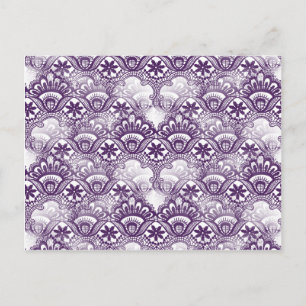 Carte Postale Cool Elégant Distressed Purple Dentelle Damask Mod
