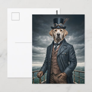 Carte Postale Cool Elégant Victorian Steampunk Labrador Chien Ar
