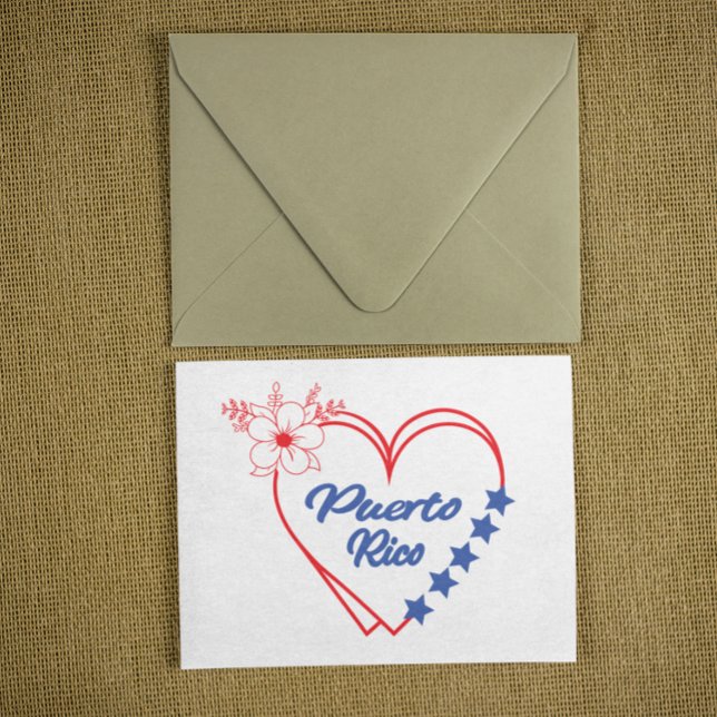 Carte Postale Cool Floral Porto Rico - Illustration cardiaque (Cool Floral Puerto Rico Heart Illustration Postcard)