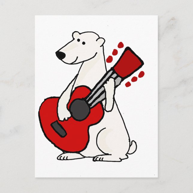 Carte Postale Cool Funny Ours Polaire Jouer Guitare Art (Devant)