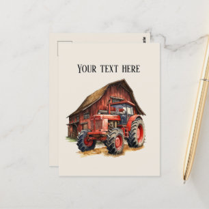 Carte Postale Cool grange et tracteur ajouter du texte Agriculte