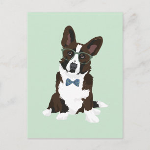 Carte Postale Cool Hipster Cardigan Welsh Corgi pour Amoureux de