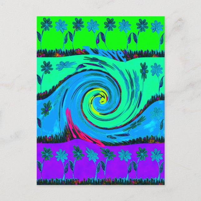 Carte Postale Cool I Love Hawaii : Floral Pop Art motif Design (Devant)