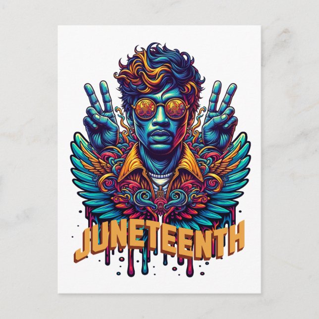 Carte Postale Cool Junetten Black History Mois Angel Freedom (Devant)