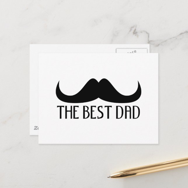 Carte Postale Cool Le meilleur papa Black Mustache Fête des père (Devant/Arrière en situation)