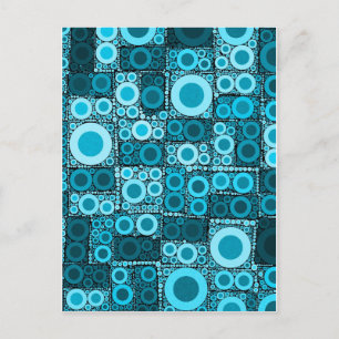 Carte Postale Cool Moderne Cercles Bleu Turquoise Mosaïque Carre