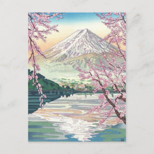 Carte Postale Cool Oriental Japanese Fuji Spring Cherry Tree Art