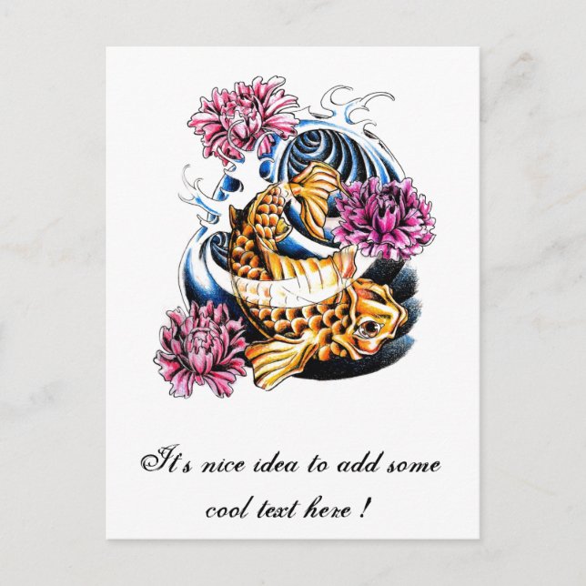 Carte Postale Cool Oriental Japonais Lucky Koi tatouage Carp (Devant)