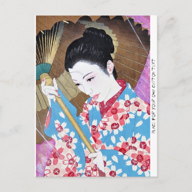 Carte Postale Cool orientale japonaise classique femme avec para (Devant)