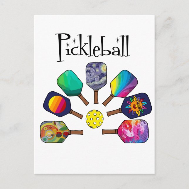 Carte Postale Cool Pickleball Paddle Sports Rainbow (Devant)