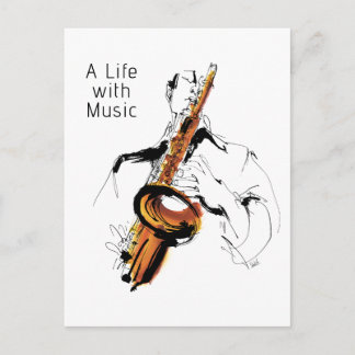 Carte Postale Cool Retro Jazz Alto Saxophone Player Custom