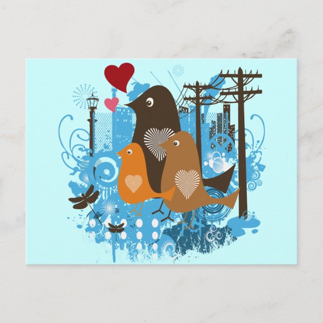 Carte Postale Cool Retro Vintages Birds (Devant)
