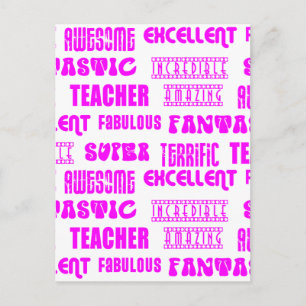 Carte Postale Cool rose moderne Design 4 Enseignants Mots positi