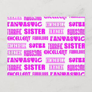 Carte Postale Cool rose moderne Design 4 Soeurs Positifs Mots