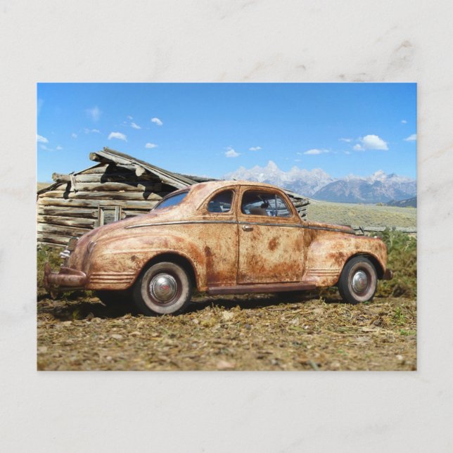 Carte Postale Cool Rusty Vieux Vintage Grange Trouver une voitur (Devant)