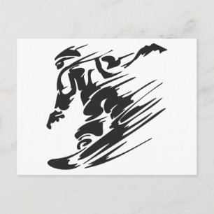 Carte postale cool Silhouette Snowboard Mountain