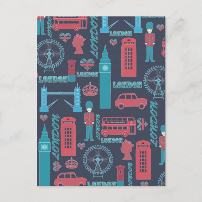 Carte Postale Cool tendance vintage Londres illustrations motif (Devant)