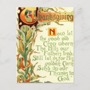Carte Postale cool Thanksgiving poème vintage 