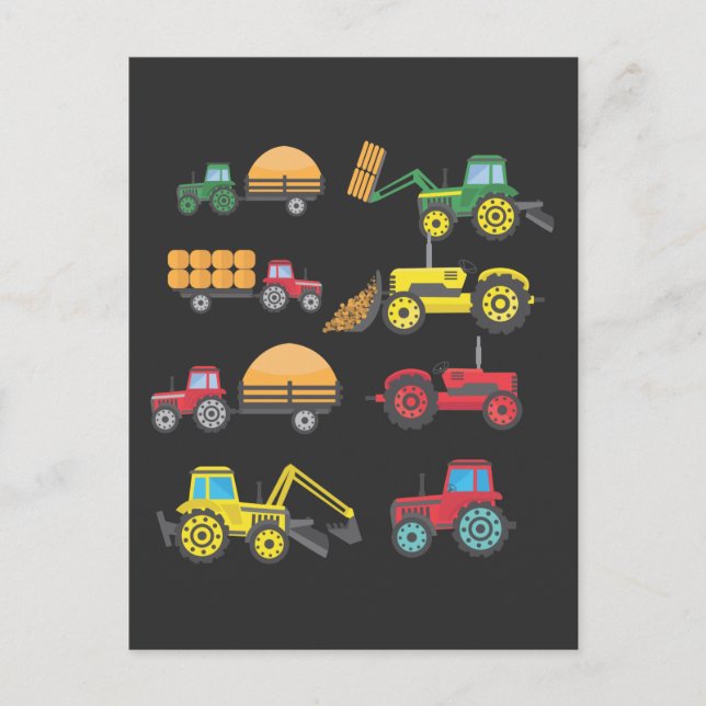 Carte Postale Cool Tracteur Dessin Agritourisme agricole (Devant)