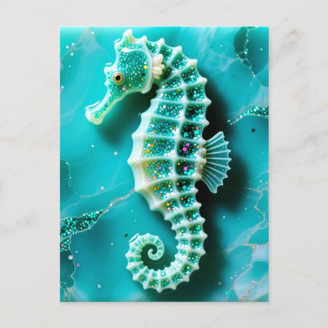 Carte Postale Cool Turquoise Seahorse (Devant)
