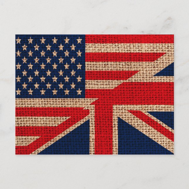 Carte Postale Cool usa union jack drapeaux burlap texture effets (Devant)