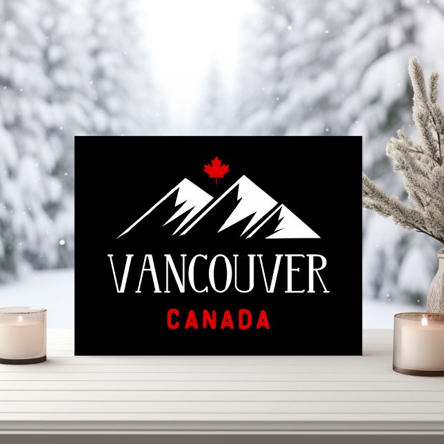 Carte Postale Cool Vancouver Canada Mountains Maple Leaf Dark (Créateur téléchargé)