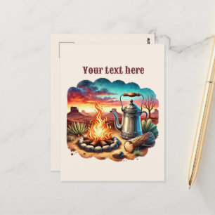Carte Postale Cool Western campfire ajouter un message