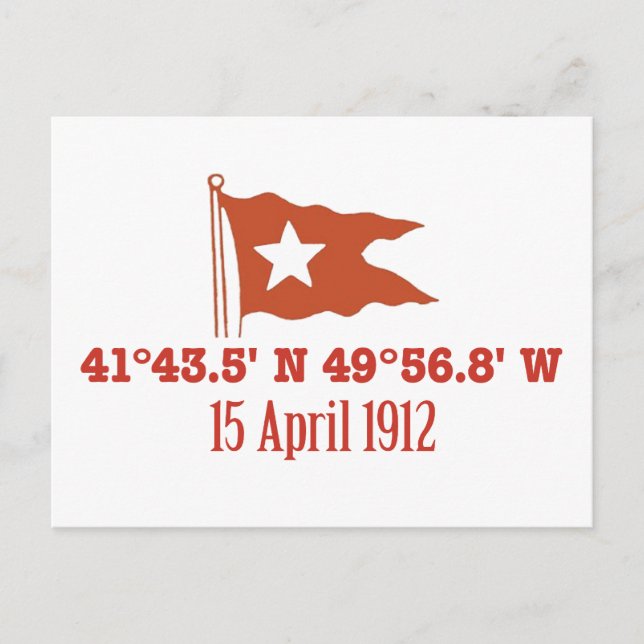 Carte Postale Coordonnées GPS Titanic Sinking et drapeau étoile  (Devant)