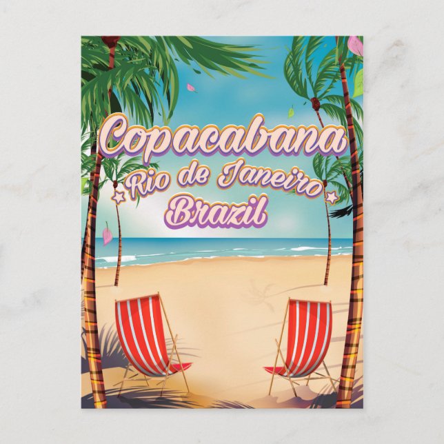 Carte Postale Copacabana, Rio de Janeiro affiche de la plage de  (Devant)