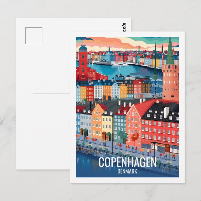 Carte Postale Copenhague Danemark célèbre Travel Place (Devant / Derrière)