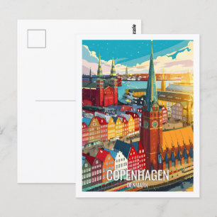 Carte Postale Copenhague Danemark célèbre Travel Place