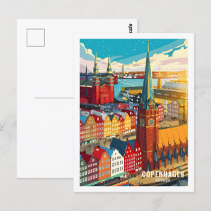 Carte Postale Copenhague Danemark célèbre Travel Place