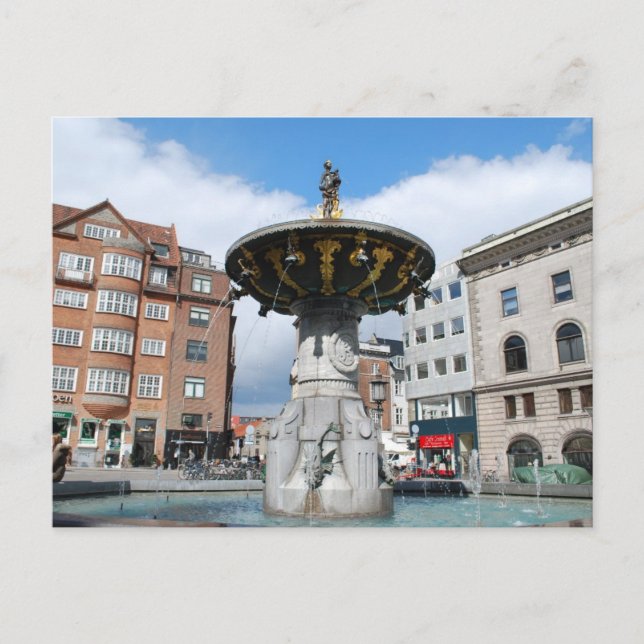Carte Postale Copenhague Danemark, Fontaine Caritas (Devant)