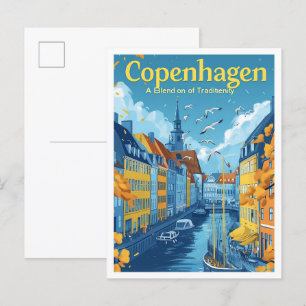Carte Postale Copenhague Danemark Illustration de voyage d'art V