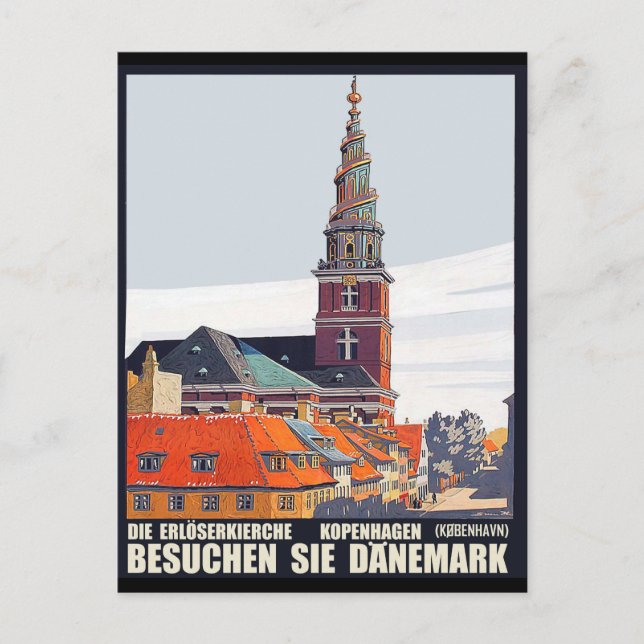 Carte Postale Copenhague, Danemark. Maisons en centre-ville et é (Devant)