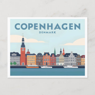 Carte Postale Copenhague Danemark Nyhavn Waterfront Pastel Trave