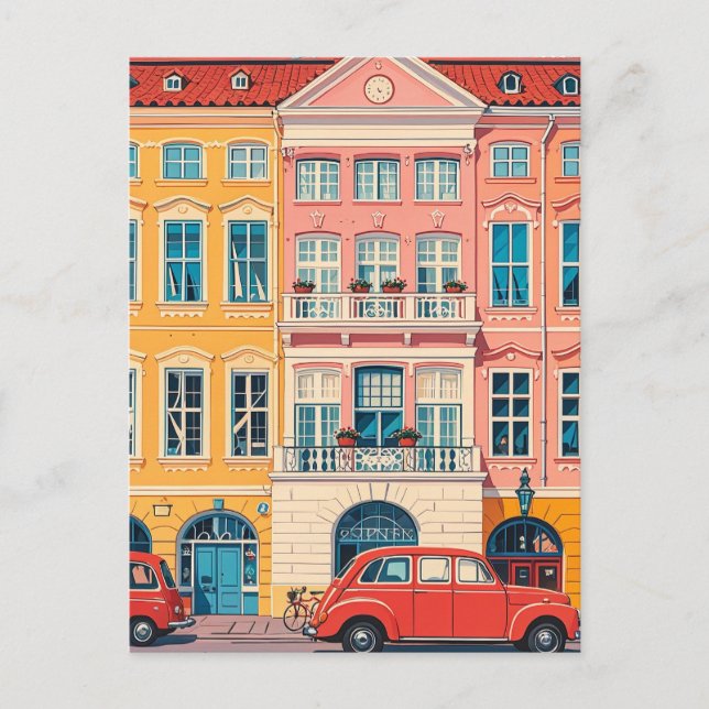 Carte Postale Copenhague Danemark Pastel vintage (Devant)