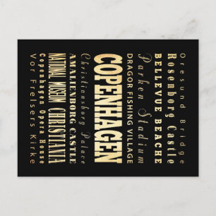 Carte Postale Copenhague Ville du Danemark Typographie Art