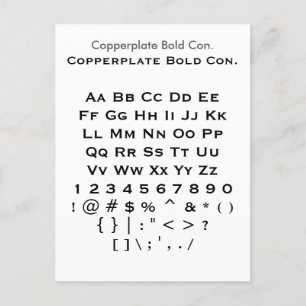 Carte Postale Copperplate Bold Con. - Feuille d'échantillonnage 