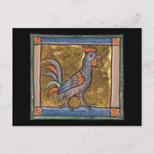 Carte Postale Coq de bestiaire médiéval c. 1270