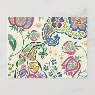 Carte Postale Coq décoratif et fleurs colorées